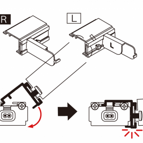 アルミ本体上部溝より差し込んで取り付けます。